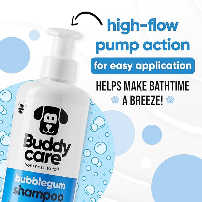 Bubblegum Dog Shampoo by Buddycare | Dry Skin & Itchy Skin Relief for Smelly Dogs | Deep Cleansing Shampoo for Dogs Puppy Sensitive Skin | Dog Shampoo & Conditioner | with Aloe & Vitamin B5 (16.90oz)