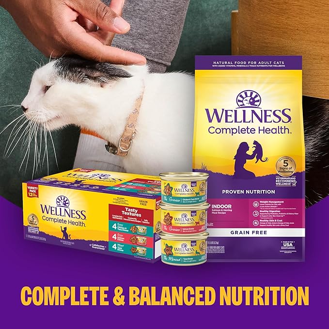 Wellness Complete Health Gravy Adult Wet Cat Food, Natural, Protein-Rich, Grain Free, 5.5 Ounce , 12 Pack, (Chicken Dinner)