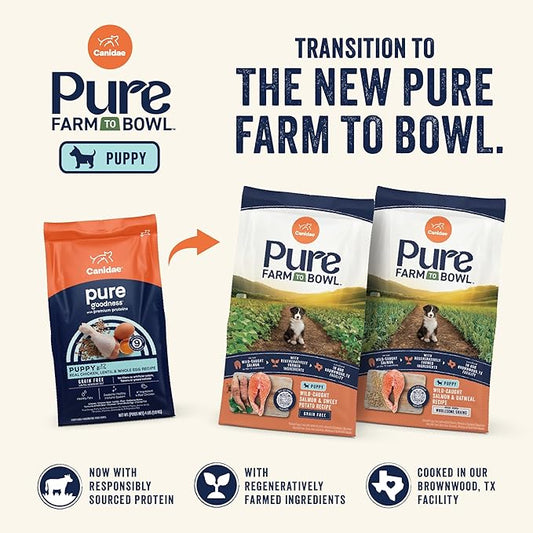 Canidae Pure Grain Free Dry Puppy Food, Real Chicken, Lentil & Whole Egg, 4 lbs.
