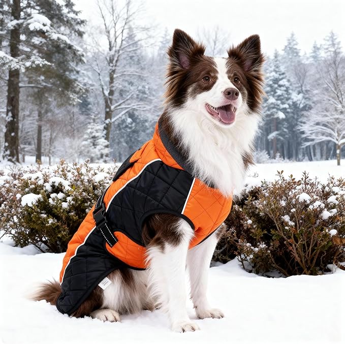 Dog Coat Dogs Jacket Waterproof Reflective Adjustable Dog-Winter Coats for Small/Medium/Large Dogs Dachshund Coat-(Orange, XXX-Large)