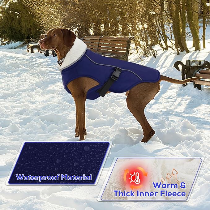 EMUST Dog Winter Coat, Thick Windproof Dog Jacket Winter, Pet Warm Vest for Small/Medium/Large Dogs, Blue XXL