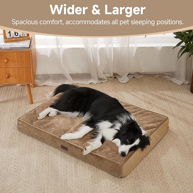 OhGeni Orthopedic Waterproof & Machine Washable Dog Bed for Medium Large Pets, Cat Mat with 25D Egg Crate Foam, Non-Slip Bottom & Removable Cover, 36 Inches(Coffee)