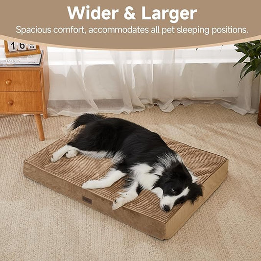 OhGeni Orthopedic Waterproof & Machine Washable Dog Bed for Medium Large Pets, Cat Mat with 25D Egg Crate Foam, Non-Slip Bottom & Removable Cover, 36 Inches(Coffee)