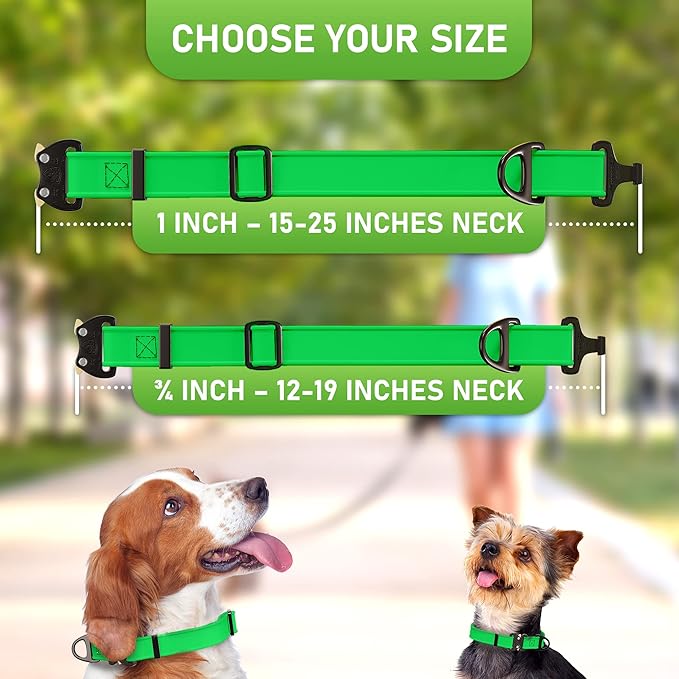 Biothane Dog Collar with Cobra Buckle - Made in USA - QR Code Dog Tag ID Included - Adjustable Heavy Duty Dog Collars for Medium Large Dogs - Waterproof Military Grade Tactical Collar for Dogs