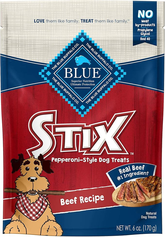 Blue Buffalo Stix Natural Soft-Moist Dog Treats Beef Recipe 6-oz Bag