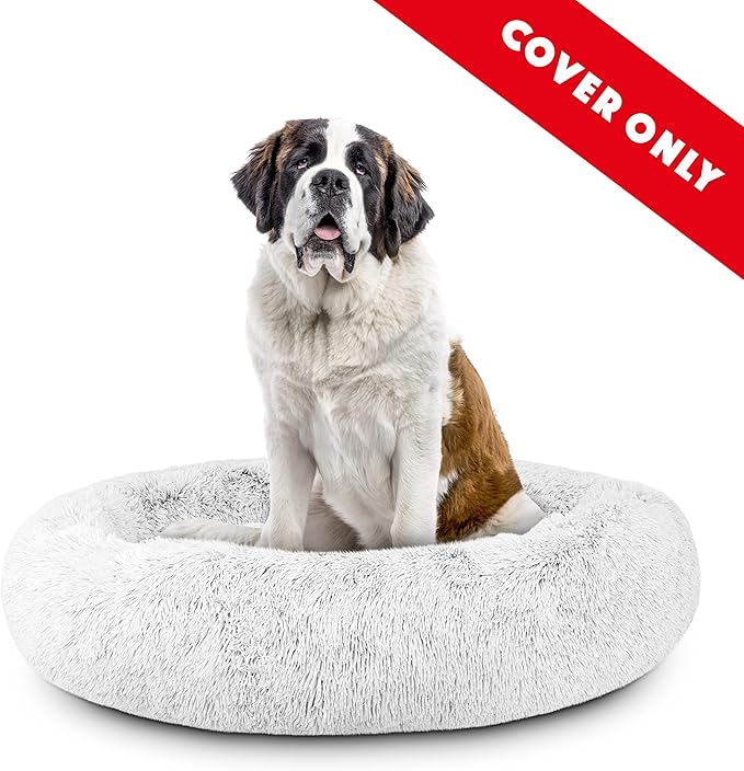 The Dog's Replacement Cover ONLY for The Dog’s Bed Sound Sleep Donut Dog Bed, Ice White Fur XXL, Veterinary Approved
