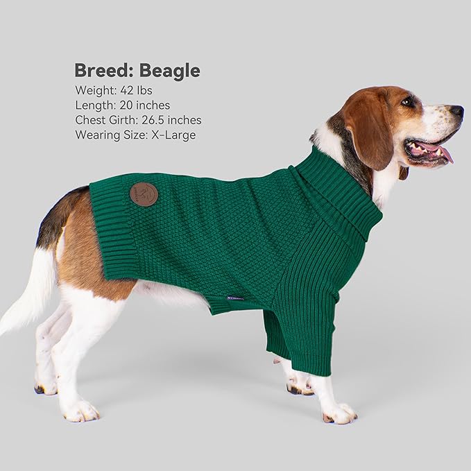 cyeollo Dog Christmas Sweater Pullover Turtleneck for Dogs, Classic Knitwear Fall Winter Cold Weather Dog Clothes Warm Pet Apparel Small Medium Large Dog Sweaters, Green XL