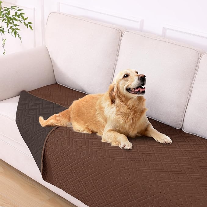hyha Waterproof Dog Blanket, Soft Pet Bed Blankets, Waterproof Sofa Couch Cover for Dogs Washable, Reversible Pet Couch Covers for Sofa Furniture (40x90 Inch, Brown/Chocolate)