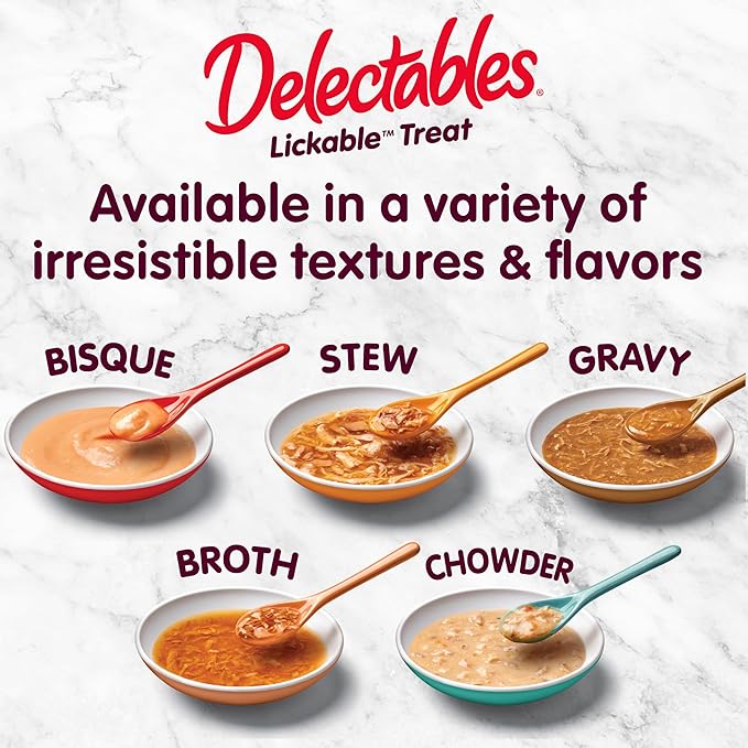 Hartz Delectables Stew Lickable Wet Cat Treats for Adult & Senior Cats, Tuna & Whitefish, 12 Count