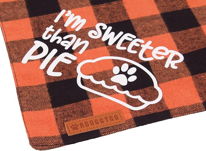 ADOGGYGO Thanksgiving Dog Bandanas, Orange Plaid Pet Scarf, Premium Cotton Fabric, Multiple Sizes Offered, Fall Thanksgiving Bandanas for Small Dogs Pets (Small)