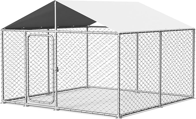 7.8x7.8FT Outdoor Dog Kennel Outside Heavy Duty Dog Enclosure with Waterproof Cover and Security Lock(93x93IN)