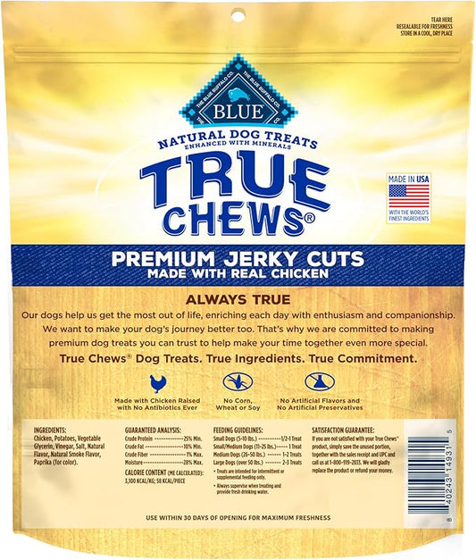 Blue Buffalo True Chews Premium Jerky Cuts Dog Treats, Made in the USA with Natural Ingredients, Chicken, 22-oz. Bag