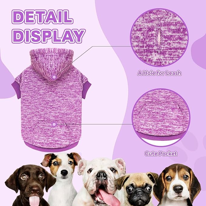 Purple&M Dog Hoodie Fleece Sweater for Medium Dogs - Soft Dog Clothes Sweatshirt with Pocket