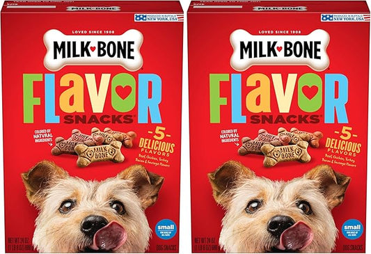 Milk-Bone Dog Treats, Flavor Snacks, 24 Ounce | Small Biscuits | Crunchy Texture | Reduces Tartar | Pack of 2