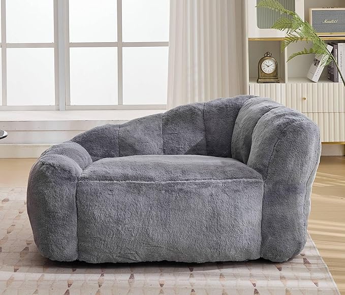 Dog Sofa Couch for Extra Large Medium Dogs, 51” Memory Foam Pets Sofa with Faux Fur Fabric Grey
