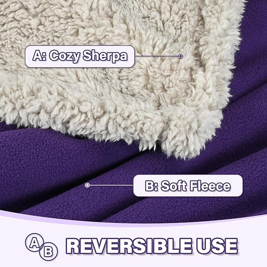 Catalonia Waterproof Bed Blanket, Washable Leakproof Bed Cover, Reversible Protector Blanket for Couch Sofa, Stain Proof Blanket Pad for Adults, 80X60 inches, Purple