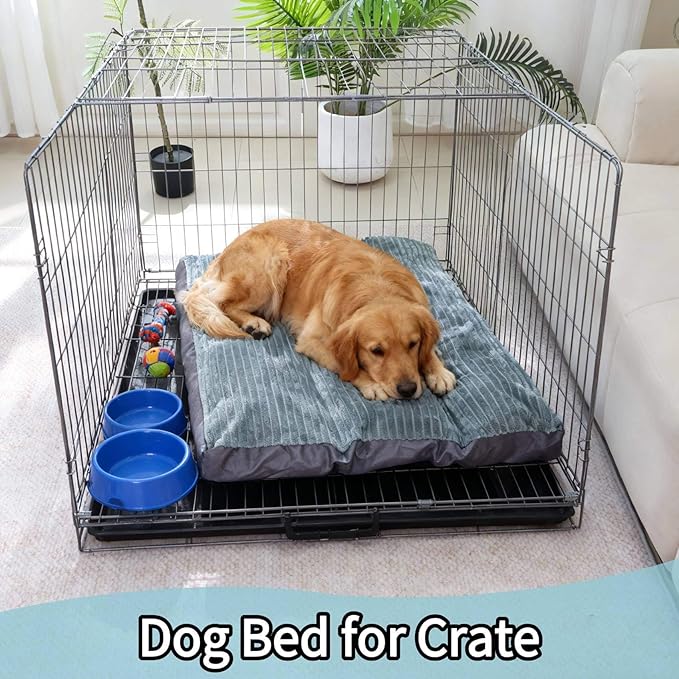 Big Dog Bed for Large/Medium Sized Dogs - Removable Washable Cover, Non-Slip Bottom, Dog Crate Pad Comfort Cushion for Joint Relief, Deep Sleep & Home Decor