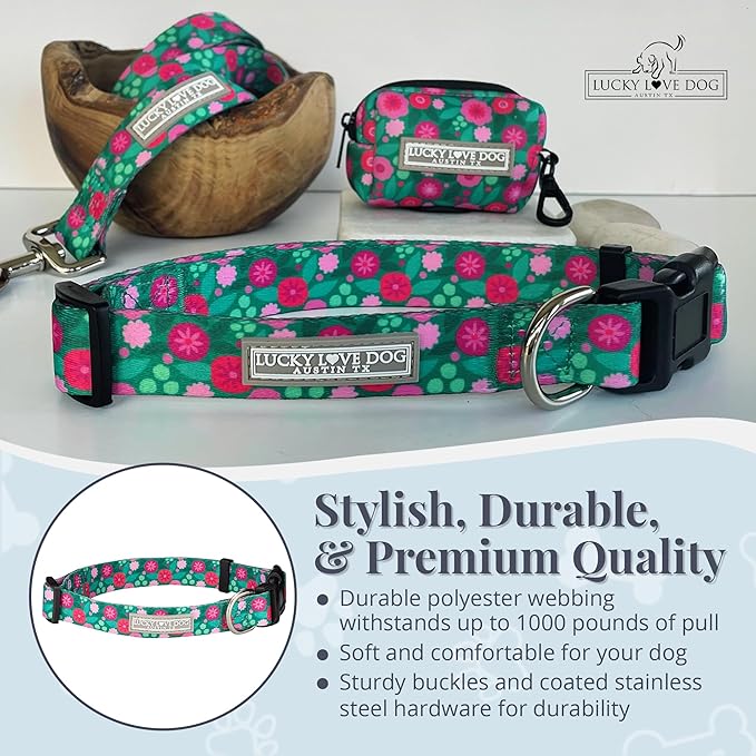 Lucky Love Dog - Adjustable Dog Collar with Easy Click Buckle for Small to Large Dogs, Durable, & Comfortable for Male & Female Dogs, Pet Collar for Puppies & Adult Ones - Penny, Large