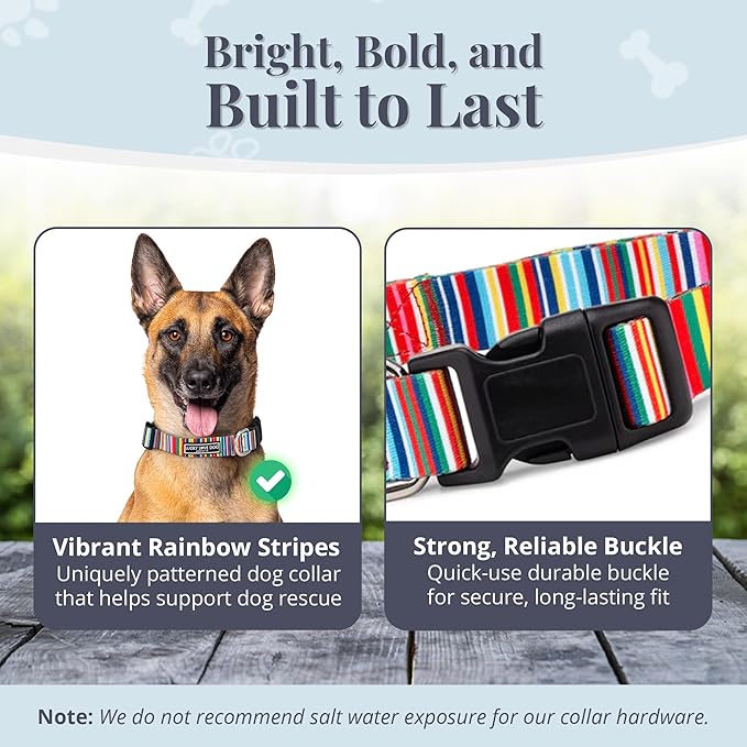 Lucky Love Dog - Adjustable Dog Collar with Easy Click Buckle for Small to Large Ones, Durable, & Comfortable for Male & Female Dogs, Pet Collar for Puppies & Adult Dogs - Hippie, Large