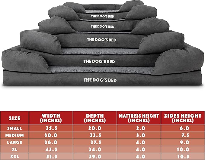 The Dog’s Bed, Medium Grey Plush Memory Foam, Pain Relief: Arthritis, Hip & Elbow Dysplasia, Post Surgery, Lameness, Supportive, Calming, Washable Cover