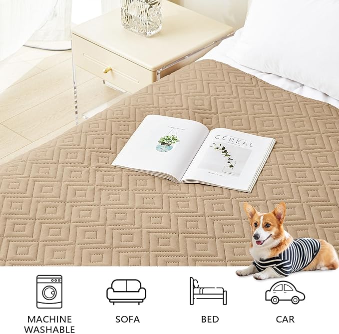 hyha Waterproof Dog Blanket, Soft Pet Bed Blankets, Waterproof Sofa Couch Cover for Dogs Washable, Reversible Pet Couch Covers for Sofa Furniture (52x82 Inch, Camel/Beige)