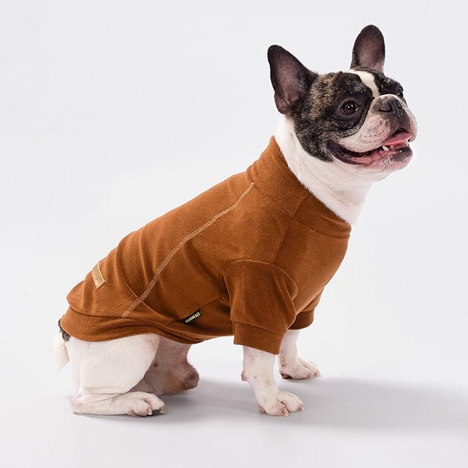 Fitwarm 3 Pack Classic Fleece Dog Sweater, Turtleneck Dog Sweatshirt, Winter Clothes for Small Dogs Boy Girl, Pet Pullover Jumper, Cat Apparel, Orange, Yellow, Coffee, XL