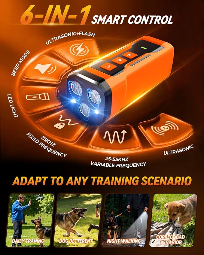 Anti Barking Device for Dogs, 3X Ultrasonic Dog Bark Deterrent Devices, 33 FT Range Barks No More Indoors Neighbor Outdoors Safe & Humane Compact Box Bark Control for Dog Training Behavior Correct