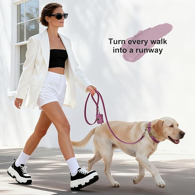 Didog Soft PU Leather Dog Collar, Stylish Quick Released Dog Collars for Large Dogs, Easy Clean Adjustable Pet Collar for Daily Walking, Purple, XL Fit 17-27" Neck