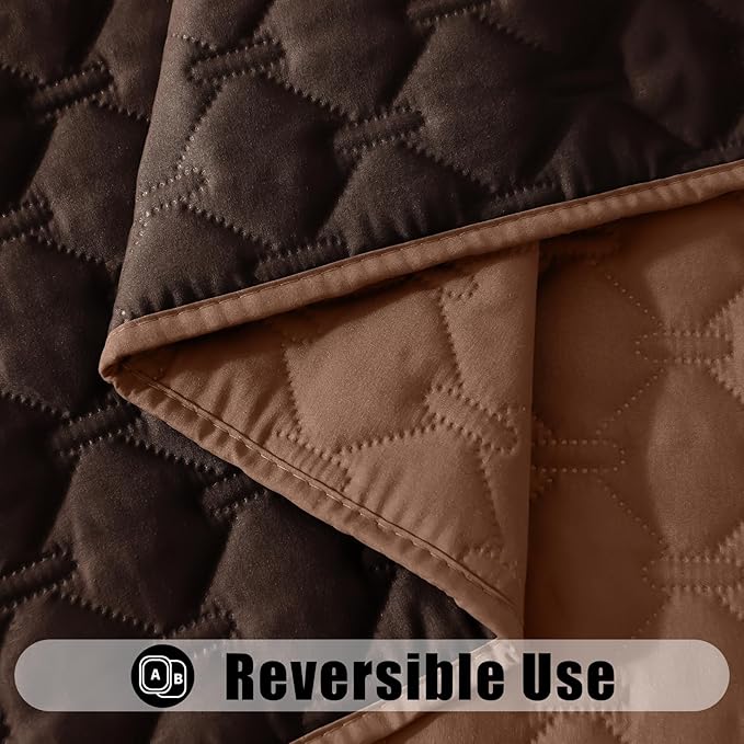 Smiry Waterproof Dog Bed Cover Blanket, Soft Reversible Pet Blanket, Washable Leakproof Cats Dogs Couch Cover for Sofa, Couch, Furniture, Plaid (82x82 Inch, Brown/Chocolate)