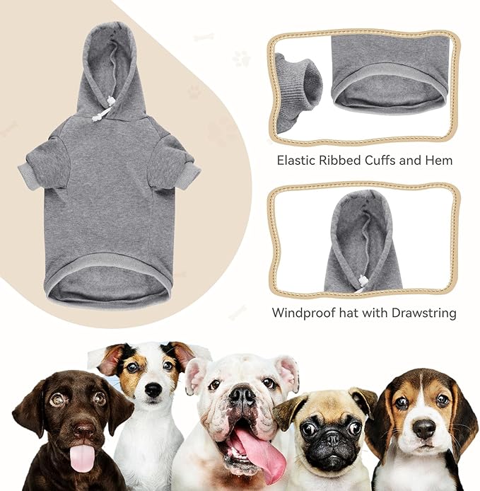 Dog Hoodie Dog Sweater Solid Grey-Large