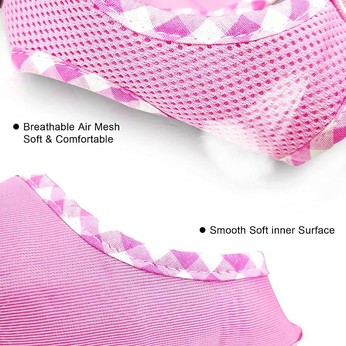SuperBuddy Upgraded Soft Mesh Dog Harness, Super Breathable Lightweight Pet Harnesses for Puppy Dogs Outdoor Walking, Pink Dog Harness -Medium