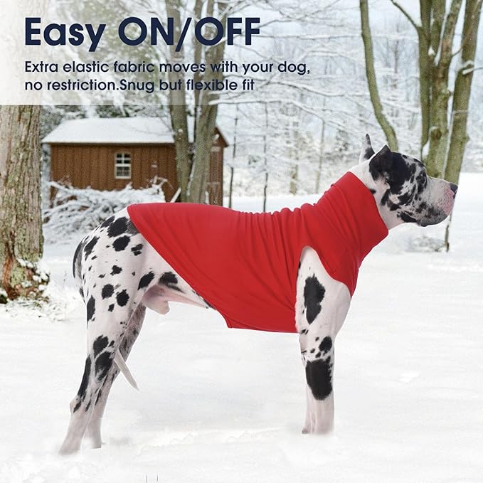 IECOii Small Dog Sweater,Stretch Fleece Vest - Red, Medium,Warm Pullover for Winter Spring and Fall, Soft & Lightweight Dog Sweatshirt Indoor Outdoor Clothes,Turtleneck for Small Medium Dogs Girl Boy