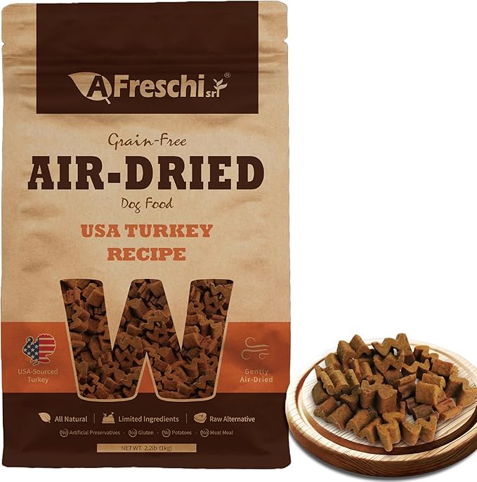 AFreschi Air-Dried Dog Food Turkey Recipe 2.2 lb, All-Natural, Complete & Balanced, Single-Animal Protein, Grain-Free, High-Protein, Limited Ingredients