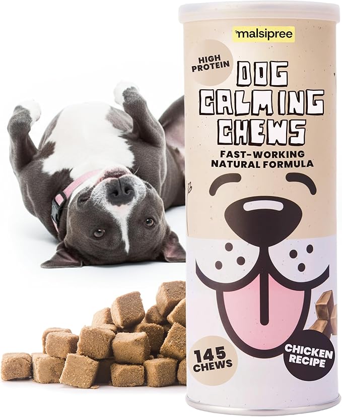 MalsiPree Calming Chews for Dogs - 145 pcs Chicken - Helps Regulate Mood - Relief Treats - No Sedative Effect - Freeze Dried - with Passion Flower & Melatonin
