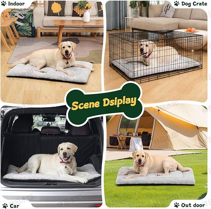 Dog Crate Pad, Kennel Bed Crate Mat for Small Dogs, Washable Cute Pet Bed for Dog Cage, Ultra Soft Flat Puppy Cat Kitten Pillow Cushion for Sleeping Anti-Slip (24" x 18", Grey)