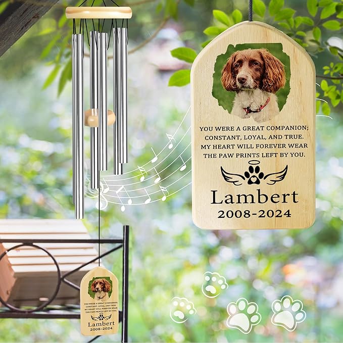 Pet Memorial Gifts, Personalized Pet Memorial Wind Chimes, Pet Loss Gifts, Dog Memorial Gifts for Loss of Dog, Pet Loss Sympathy Gift, Pet Remembrance Gift, in Memory of Pet - Great Companion