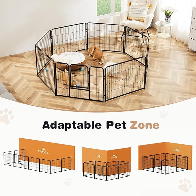 Smug Heavy-Duty Iron Dog Playpen – 8 Panel 24” Durable, Rust-Resistant Pet Fence for Indoor & Outdoor Use, Secure & Spacious Pet Play Area for Dogs, Puppies & Small Animals