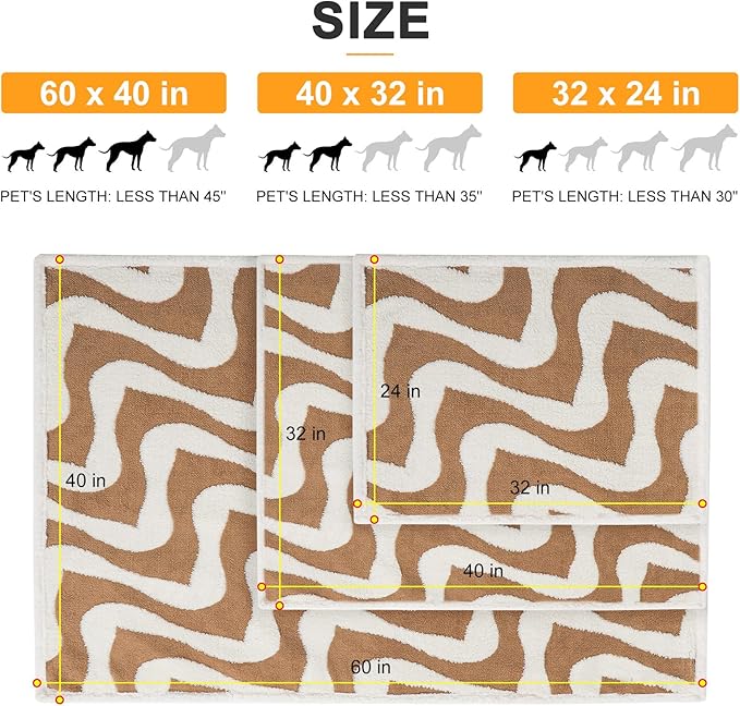 BEAUTYZOO Waterproof Dog Blankets for Medium Large Dogs Washable- Reversable Dog Blanket for Furniture, Sofa, Couch, Crate, Car- Soft Sherpa Dog Throw Plush Pet Bed Blanket Cat Puppy, 40"x60" Brown