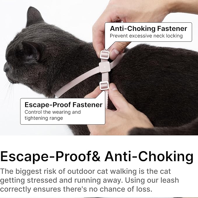 Cat Harness and Leash 2-in-1, Escape Proof Anti-Chocking Harness Adjustable Lighweight Leash for Walking Outoor Training for Kitten Small Large Cats Puppy, US IDA Bronze Award (Vivid Red)