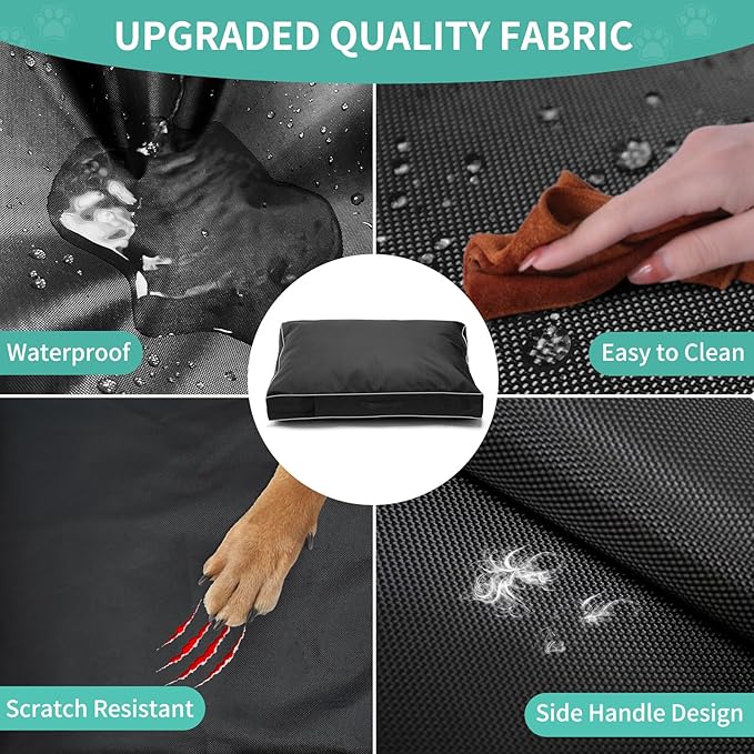 COSHNIBI Dog Bed Covers Replacement Washable,Waterproof Dog Bed Cover with Zip and Carry Handle for Dog/Cat 41''Lx29''Wx4''H-Black