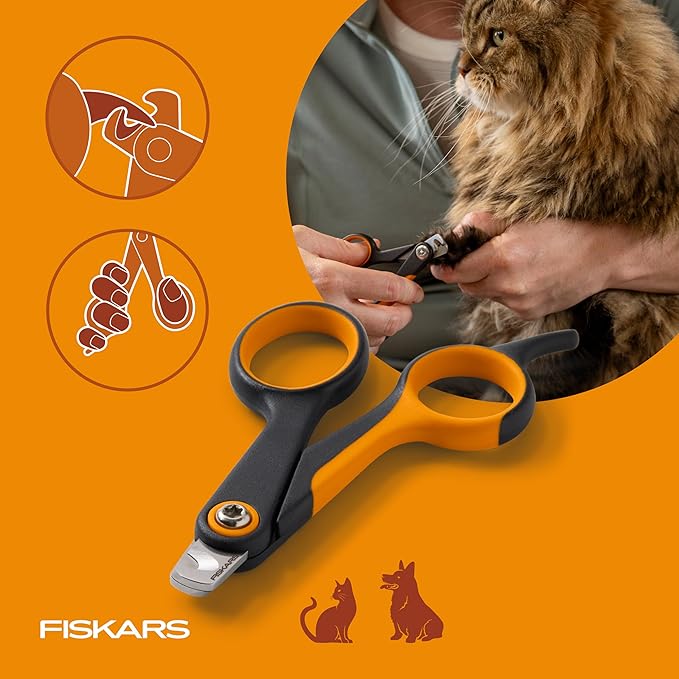 Fiskars Pet Small Pet Nail Clippers, Cat and Dog Nail Clippers, Precision Stainless Steel Blades & SoftGrip Handle, 4.25”, Orange/Black