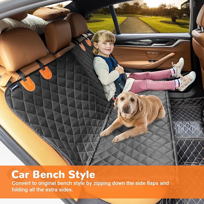 URPOWER Dog Seat Cover 100% Waterproof Hammock 600D Heavy Duty Scratch Proof Nonslip Durable Soft Pet Back Seat Covers for Cars Trucks and SUVs