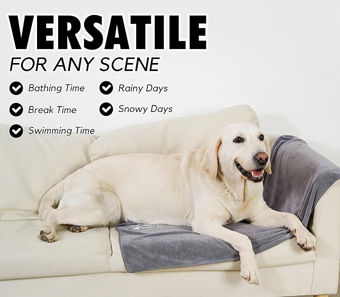 InnoBeta Personalized Dog Towels for Drying Dogs - Pack of 2 - Super Absorbent Soft Microfiber Pet Bath Grooming Towel for Dogs, Monogrammed Initial for Dogs (40 X 23.6 Inches, Grey and Brown) - T