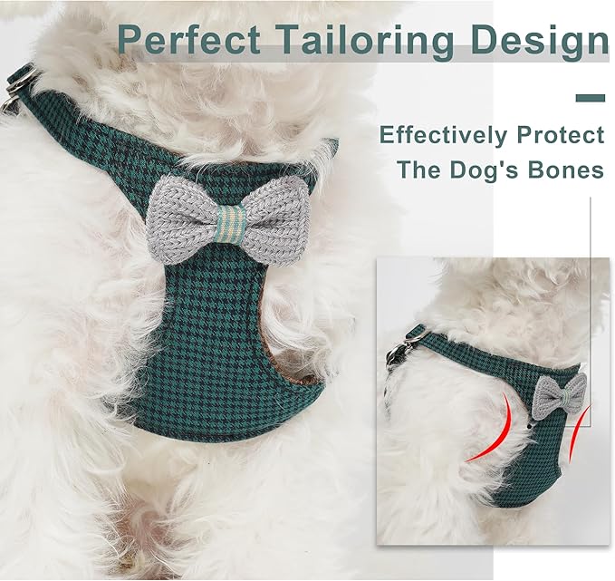 Puppytie No Pull xs Dog Harness with Multifunction Dog Leash,Soft Adjustable No Choke Escape Proof Pet Harness Vest,Knitted Green,xs