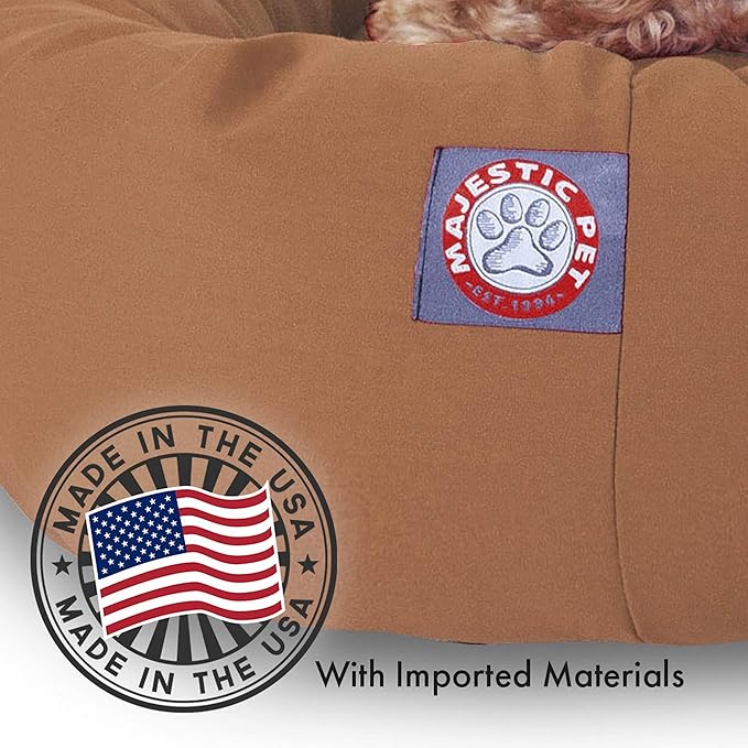 24 inch Khaki & Sherpa Bagel Dog Bed By Majestic Pet Products