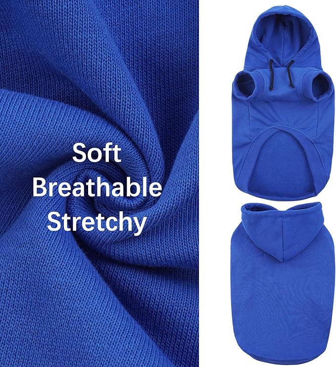 IECOii Medium Dog Sweatshirt with Hood, Spring & Fall Dog Clothes for Medium-Sized Dogs, Blue