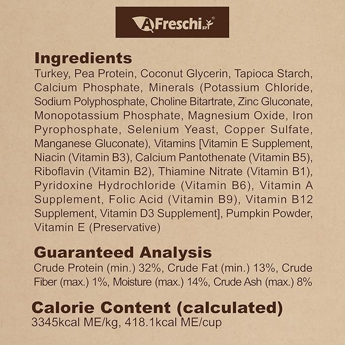 AFreschi Air-Dried Dog Food Turkey Recipe 1 lb, All-Natural, Complete & Balanced, Single-Animal Protein, Grain-Free, High-Protein, Limited Ingredients