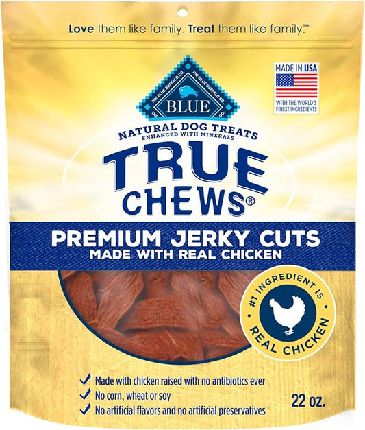 Blue Buffalo True Chews Premium Jerky Cuts Dog Treats, Made in the USA with Natural Ingredients, Chicken, 22-oz. Bag