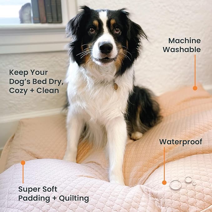 4Knines Luxury Dog Bed Cover – Waterproof Cover for Dog Bed – Heavy Duty Quilted Material – Durable, Machine Washable – USA Based Brand – Large (Fog)