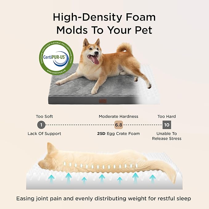 Bedsure Dog Bed for Small Dogs - Orthopedic Pet Beds with Removable Machine Washable Cover, NOT Waterproof Egg Crate Foam Puppy Pad, Suitable for Pet Up to 20 lbs, 23"x17"